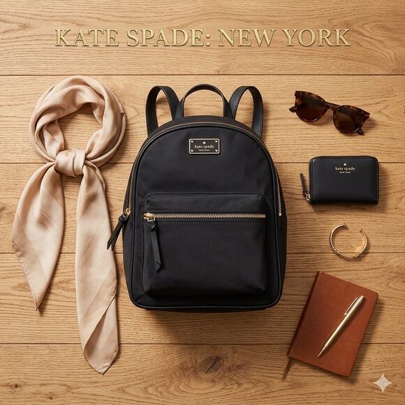 Kate Spade Wilson Road Small Bradley Backpack - Black Nylon main image 6